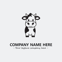 Cow illustration black and white for logo company vector image
