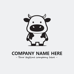 Cow illustration black and white for logo company vector image
