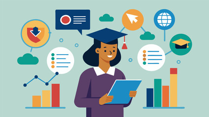A teacher uses data from classroom observations student assessments and attendance records to identify potential dropouts and provide targeted support leading to increased. Vector illustration