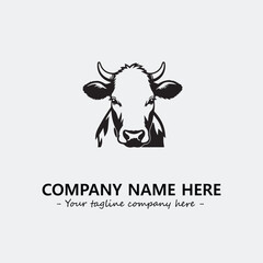 Cow illustration black and white for logo company vector image
