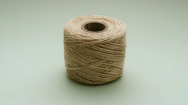 Rolled Beige Yarn On Light Background