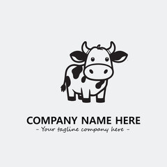 Cow illustration black and white for logo company vector image
