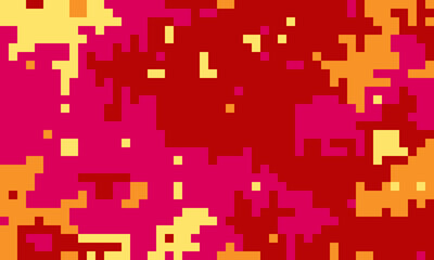 Abstract pixel art background.  Vibrant red, orange, and yellow hues create a dynamic, energetic texture. Ideal for website banners, digital art, or modern design projects.