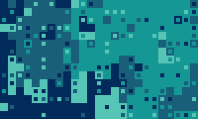 Abstract teal and navy blue pixelated pattern.  Perfect for tech, digital, or modern design projects.  Evokes feelings of data, technology, and connectivity.