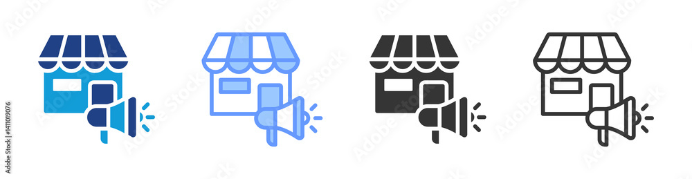 Poster marketing icon set multiple style collection