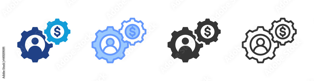 Poster business management icon set multiple style collection