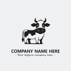 Cow illustration black and white for logo company vector image
