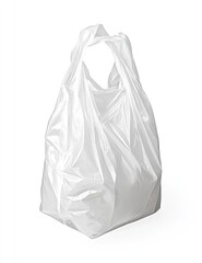 White plastic shopping bag isolated on white.