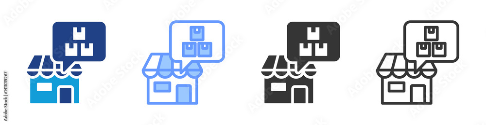 Poster market icon set multiple style collection