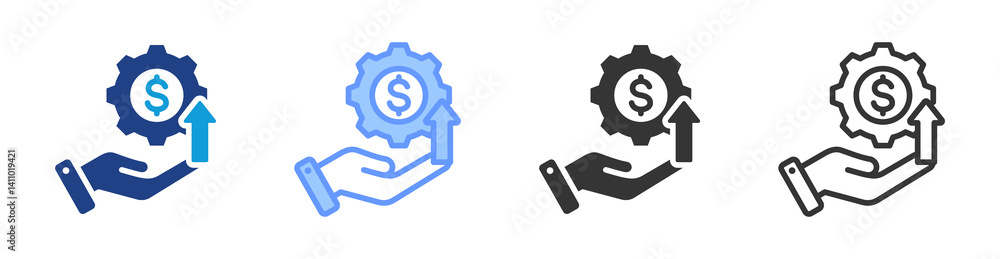 Poster profitability icon set multiple style collection