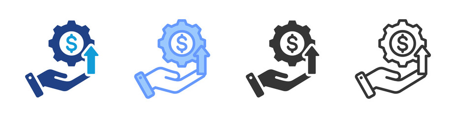 Profitability icon set multiple style collection