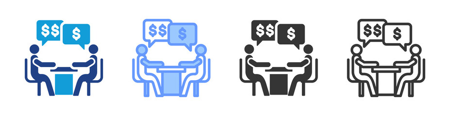 Negotiation icon set multiple style collection