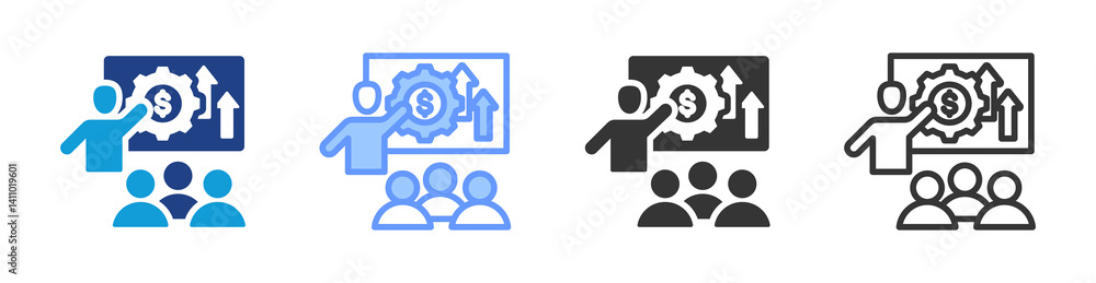 Poster Training icon set multiple style collection