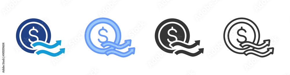Poster cash flow icon set multiple style collection