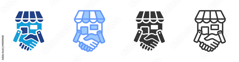 Poster acquisition icon set multiple style collection