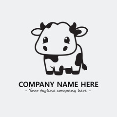 Cow illustration black and white for logo company vector image
