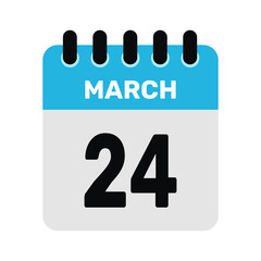 march 24 calendar icon reminder Vector month design Illustration.