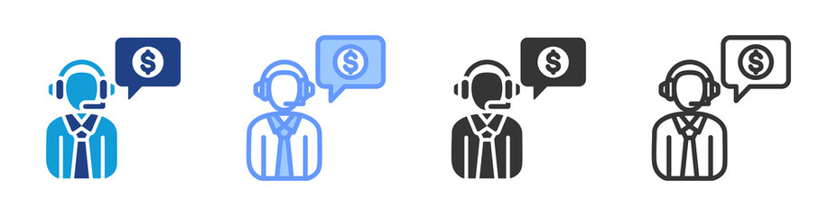 Customer Service icon set multiple style collection
