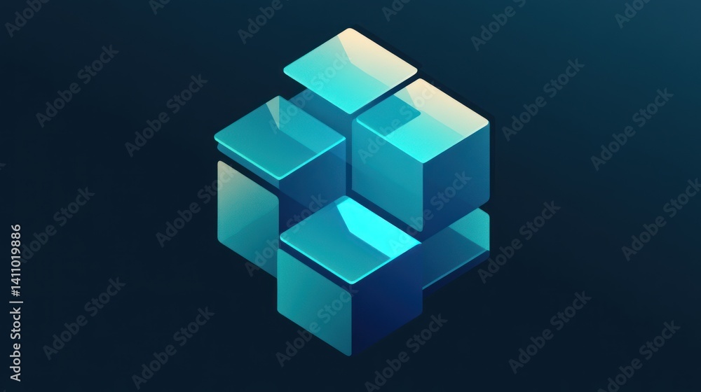 Aufkleber floating cubes arranged geometrically with subtle lighting and dark backdrop