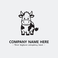 Cow illustration black and white for logo company vector image
