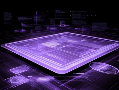 Futuristic Purple Tablet Interface Digital Technology