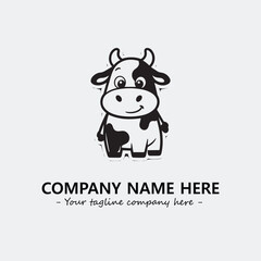 Cow illustration black and white for logo company vector image
