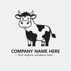 Cow illustration black and white for logo company vector image
