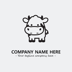 Cow illustration black and white for logo company vector image
