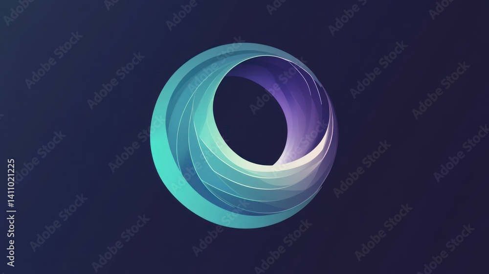 Poster gradient ribbon loop, a serene and flowing abstract illustration
