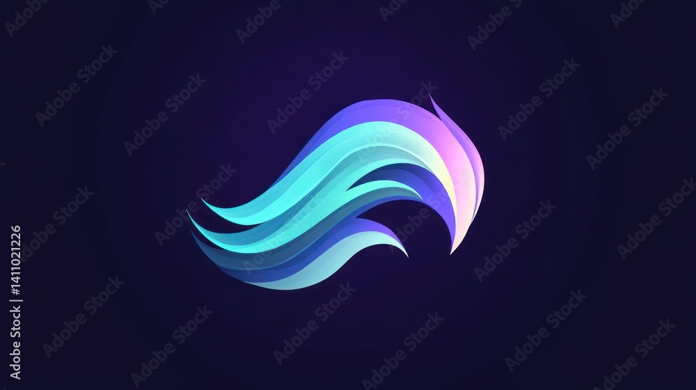 Poster gradient wave design, abstract flowing shapes on a dark background