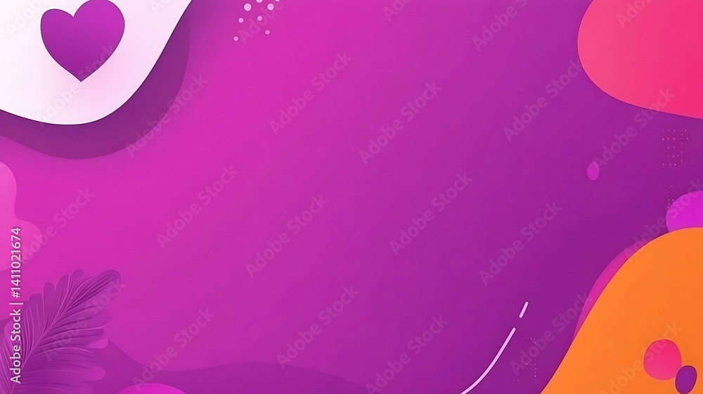 Poster abstract composition with gradient colors and heart symbol at corner