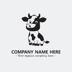 Cow illustration black and white for logo company vector image
