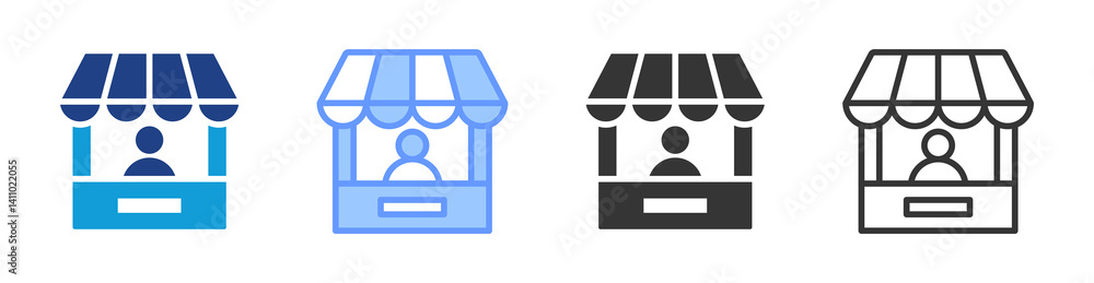 Poster vendor icon set multiple style collection