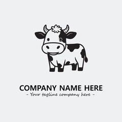 Cow illustration black and white for logo company vector image

