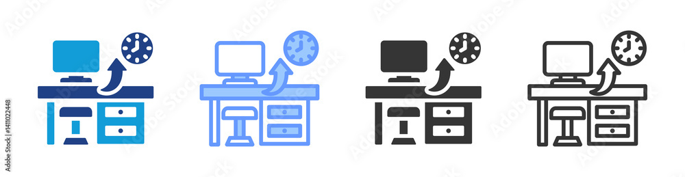 Poster back office icon set multiple style collection