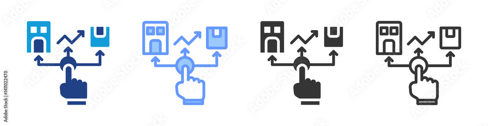 Poster Resource Allocation icon set multiple style collection