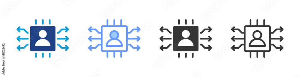 Poster information technology icon set multiple style collection