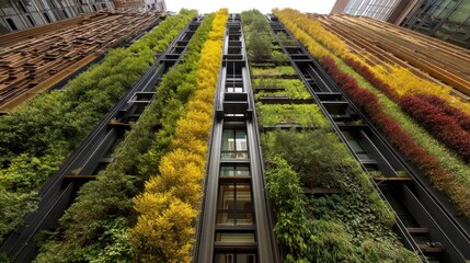 Modern vertical garden integrated into urban facade