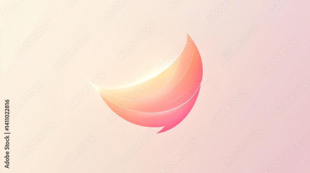 Poster luminous abstract form with layered textures on a soft pastel field