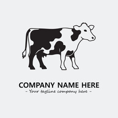 Cow illustration black and white for logo company vector image

