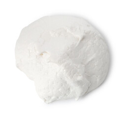 Delicious homemade meringue cookie isolated on white, top view