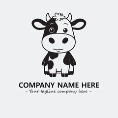 Cow illustration black and white for logo company vector image
