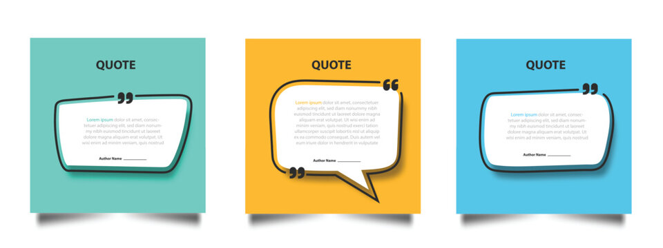 set of speech Bubble frame quote testimonial banner. Blank speech template design, quote bubble and text box.Vector Illustration