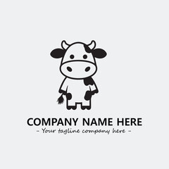 Cow illustration black and white for logo company vector image
