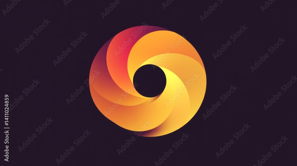 Poster abstract warm gradient twisted circle on dark background design