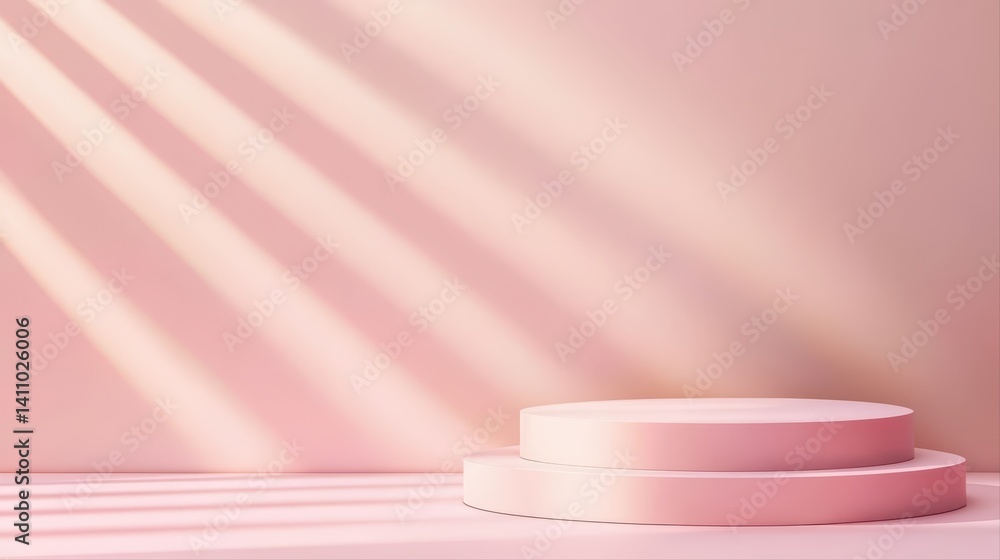 Poster pink minimalist background with shadows and circles display