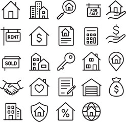 Set of property and real estate icons