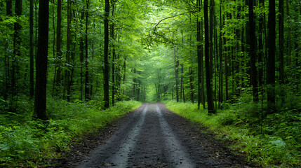 Obraz premium Forest Path Under Sunny Daylight