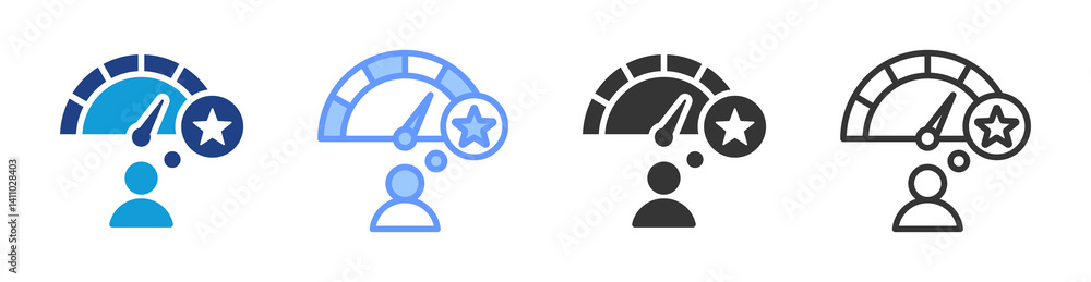 Fototapete performance expectation icon set multiple style collection