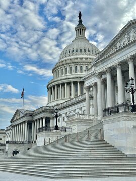 U.S. Capitol in Washington D.C. on Capitol Hill, overlooking the National Mall, home to the House of Representatives, Senate, Capitol Rotunda, and the heart of American democracy